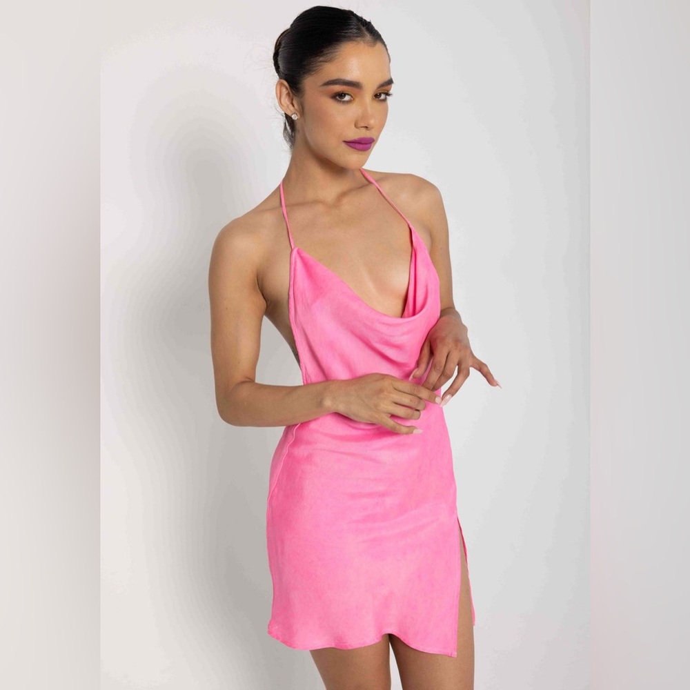 Vintage Souls SHEENA MINI DRESS - ELECTRIC PINK